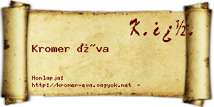 Kromer Éva névjegykártya